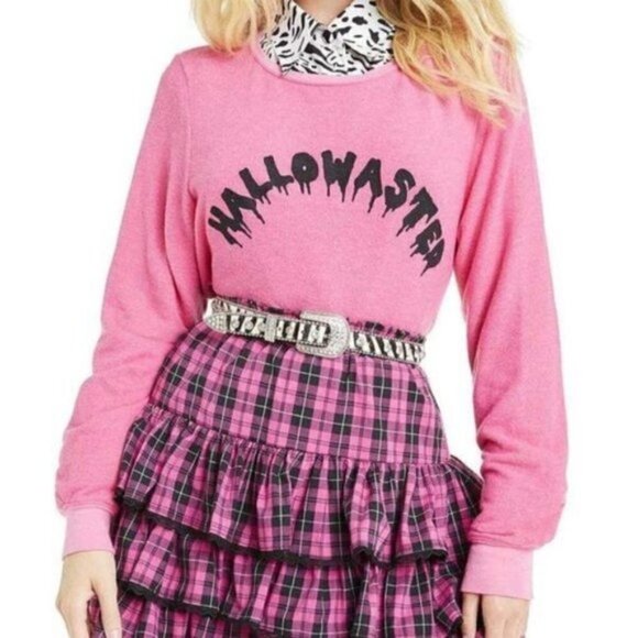 New Wildfox Hallowasted Graphic Halloween Barbiecore Pink Sweatshirt NWT XS - Picture 5 of 14